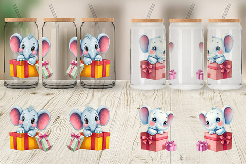 Glass Can Elephant Gift Sublimation artnoy 