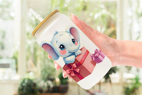 Glass Can Elephant Gift Sublimation artnoy 