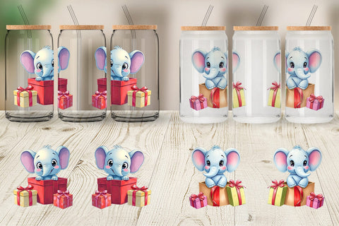 Glass Can Elephant Gift Sublimation artnoy 