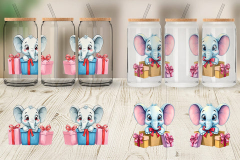 Glass Can Elephant Gift Sublimation artnoy 