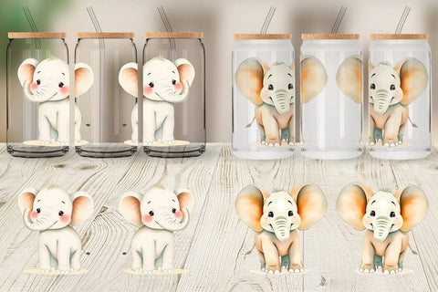 Glass Can Elephant Wildlife Sublimation artnoy 