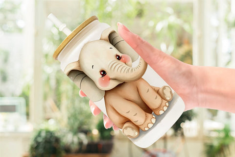 Glass Can Elephant Wildlife Sublimation artnoy 