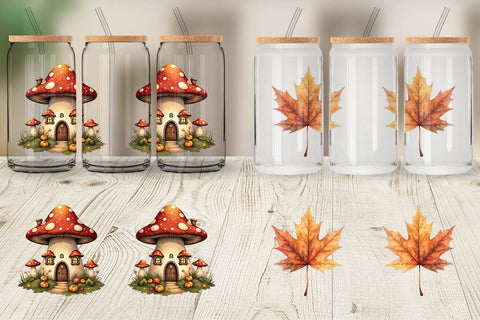 Glass Can Enchanted Autumn Forest Sublimation artnoy 