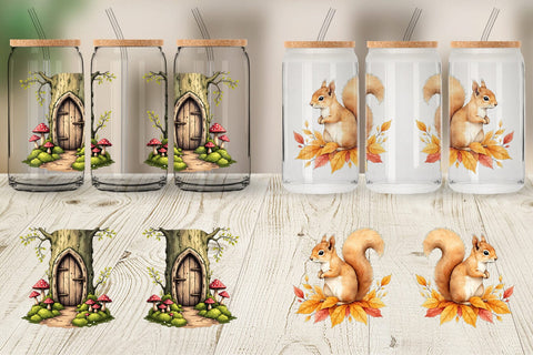 Glass Can Enchanted Autumn Forest Sublimation artnoy 