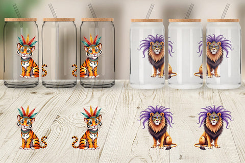 Glass Can Enchanted Forest Masquerade Animal Sublimation artnoy 