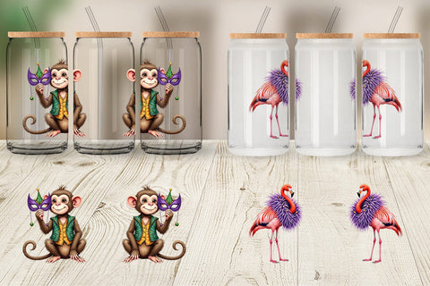 Glass Can Enchanted Forest Masquerade Animal Sublimation artnoy 