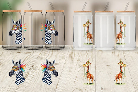 Glass Can Enchanted Forest Masquerade Animal Sublimation artnoy 