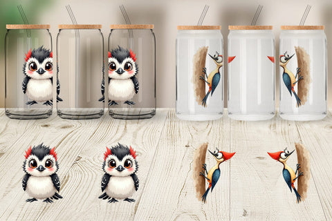 Glass Can Enchanted Winter Birds Watercolor Sublimation artnoy 