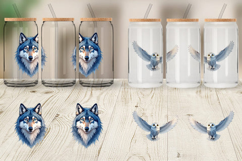 Glass Can Enchanted Winter Forest & Arctic Friends Sublimation artnoy 