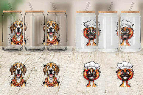 Glass Can Enthusiastic BBQ Dog Watercolor Sublimation artnoy 