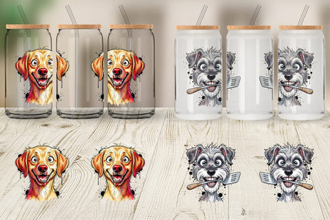 Glass Can Enthusiastic BBQ Dog Watercolor Sublimation artnoy 