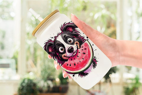Glass Can Enthusiastic BBQ Dog Watercolor Sublimation artnoy 