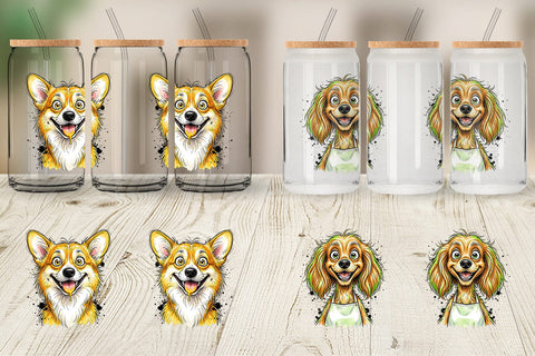 Glass Can Enthusiastic BBQ Dog Watercolor Sublimation artnoy 