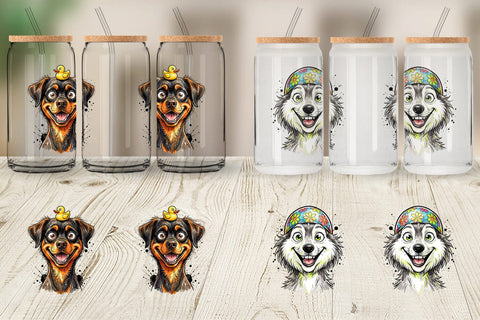 Glass Can Enthusiastic Wet Dog Pool Party Sublimation artnoy 