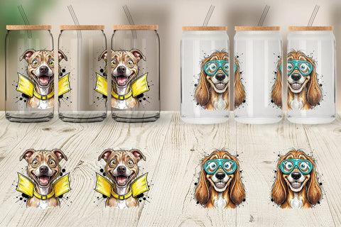 Glass Can Enthusiastic Wet Dog Pool Party Sublimation artnoy 