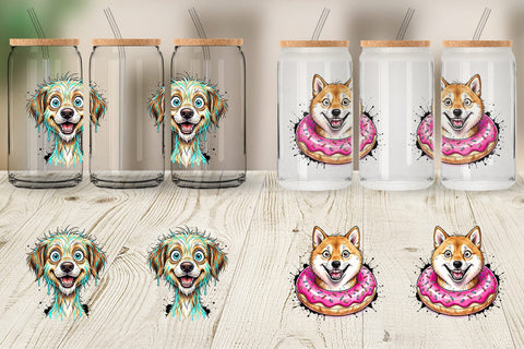 Glass Can Enthusiastic Wet Dog Pool Party Sublimation artnoy 