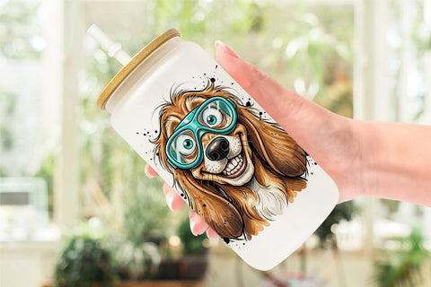 Glass Can Enthusiastic Wet Dog Pool Party Sublimation artnoy 
