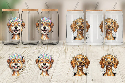 Glass Can Enthusiastic Wet Dog Pool Party Sublimation artnoy 
