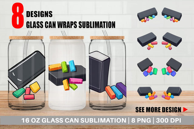 Glass Can Eraser and Chalk Sublimation artnoy 