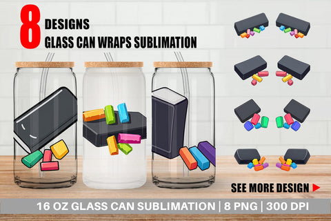 Glass Can Eraser and Chalk Sublimation artnoy 