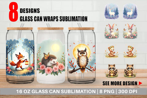 Glass Can Ethereal Forest Creatures Sublimation artnoy 