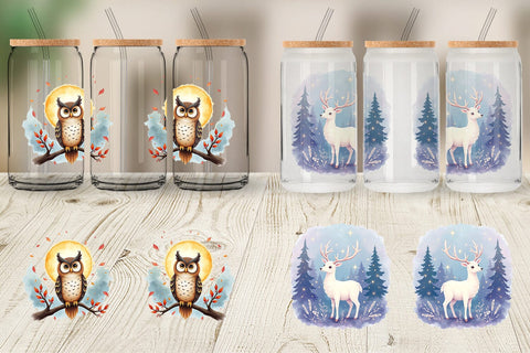 Glass Can Ethereal Forest Creatures Sublimation artnoy 