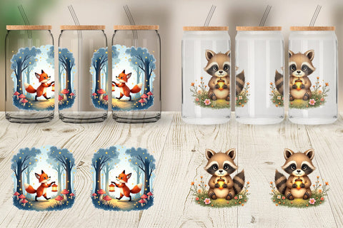 Glass Can Ethereal Forest Creatures Sublimation artnoy 