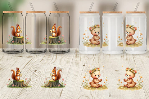 Glass Can Ethereal Forest Creatures Sublimation artnoy 
