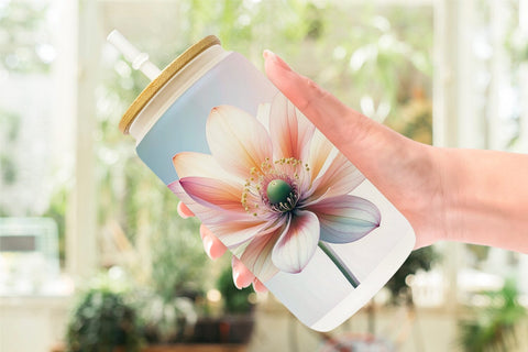 Glass Can Ethereal Pastel Flower Sublimation artnoy 