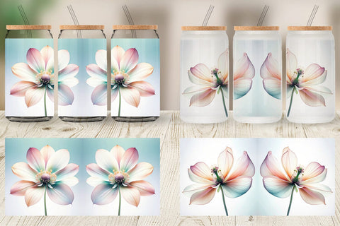 Glass Can Ethereal Pastel Flower Sublimation artnoy 
