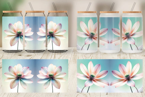 Glass Can Ethereal Pastel Flower Sublimation artnoy 