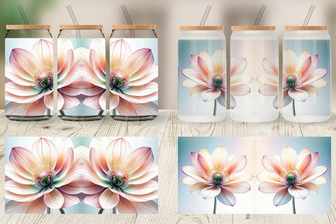 Glass Can Ethereal Pastel Flower Sublimation artnoy 