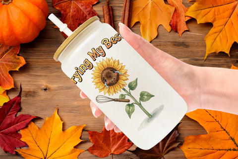Glass Can Exhausted Autumn Groovy Sublimation artnoy 