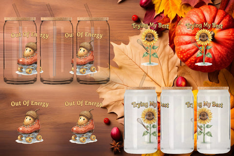 Glass Can Exhausted Autumn Groovy Sublimation artnoy 