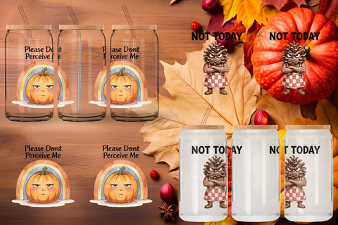 Glass Can Exhausted Autumn Groovy Sublimation artnoy 