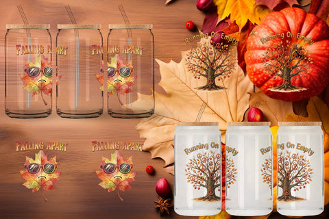 Glass Can Exhausted Autumn Groovy Sublimation artnoy 