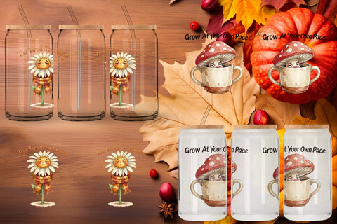 Glass Can Exhausted Autumn Groovy Sublimation artnoy 