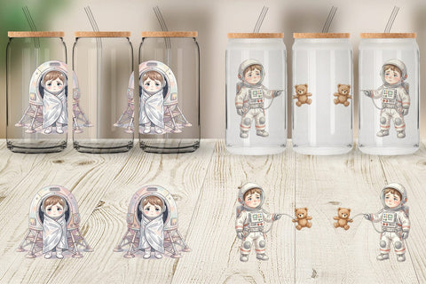 Glass Can Exhausted Kid Astronaut Space Burnout Sublimation artnoy 