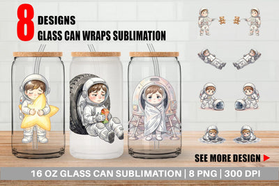 Glass Can Exhausted Kid Astronaut Space Burnout Sublimation artnoy 