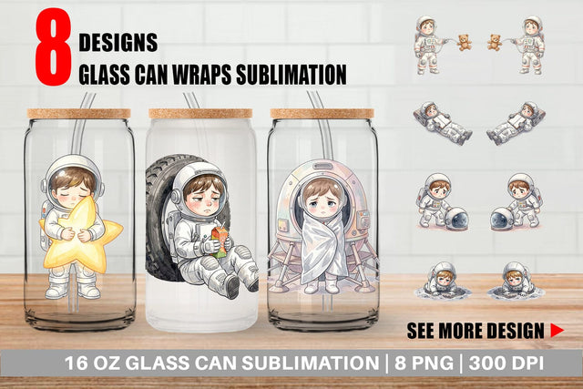 Glass Can Exhausted Kid Astronaut Space Burnout Sublimation artnoy 