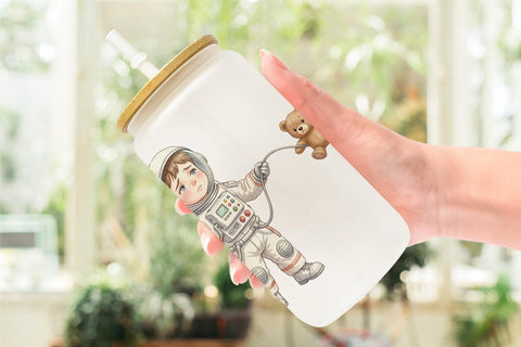 Glass Can Exhausted Kid Astronaut Space Burnout Sublimation artnoy 