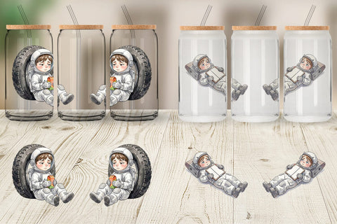 Glass Can Exhausted Kid Astronaut Space Burnout Sublimation artnoy 