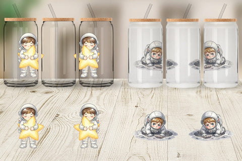 Glass Can Exhausted Kid Astronaut Space Burnout Sublimation artnoy 