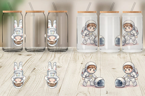 Glass Can Exhausted Kid Astronaut Space Burnout Sublimation artnoy 
