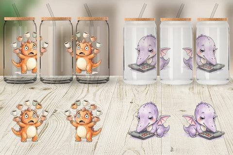 Glass Can Exhausted Office Dinosaur Sublimation artnoy 