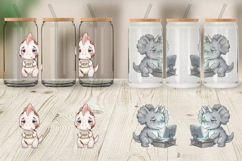 Glass Can Exhausted Office Dinosaur Sublimation artnoy 