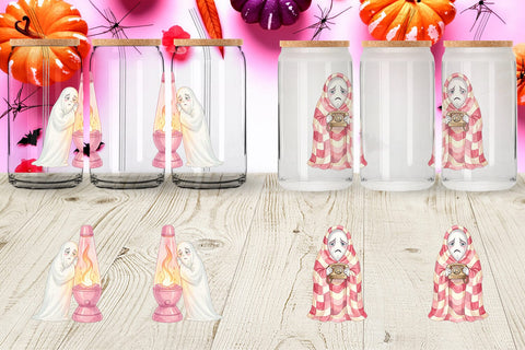 Glass Can Exhausted Retro Ghost Pink Watercolor Sublimation artnoy 