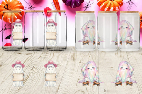 Glass Can Exhausted Retro Ghost Pink Watercolor Sublimation artnoy 