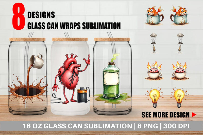 Glass Can Existential Espresso Abstract Tooncore Sublimation artnoy 