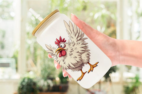Glass Can Expressive Chicken Sublimation artnoy 